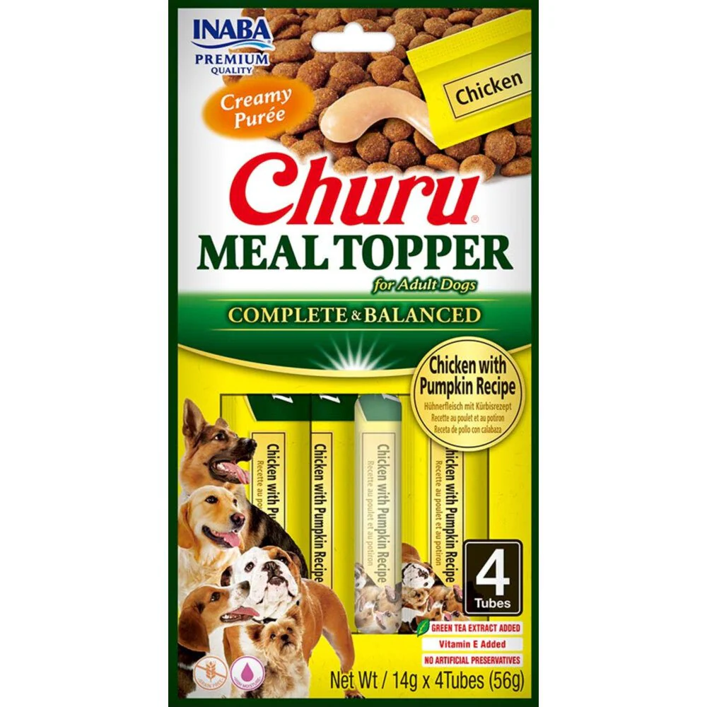Churu Meal Topper Receta Pollo con Calabaza, Complemento Alimentario para Perros, 12 ud