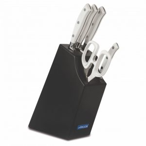 Juego de cuchillos blancos en taco en madera de haya (4c+tijeras) – Arcos Riviera Blanc 234424